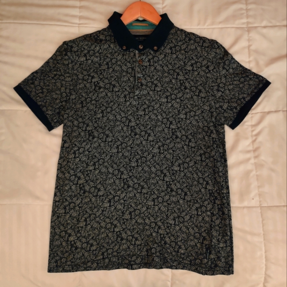 Ted Baker Men's Navy and Gray Size 3 Polo Shirt